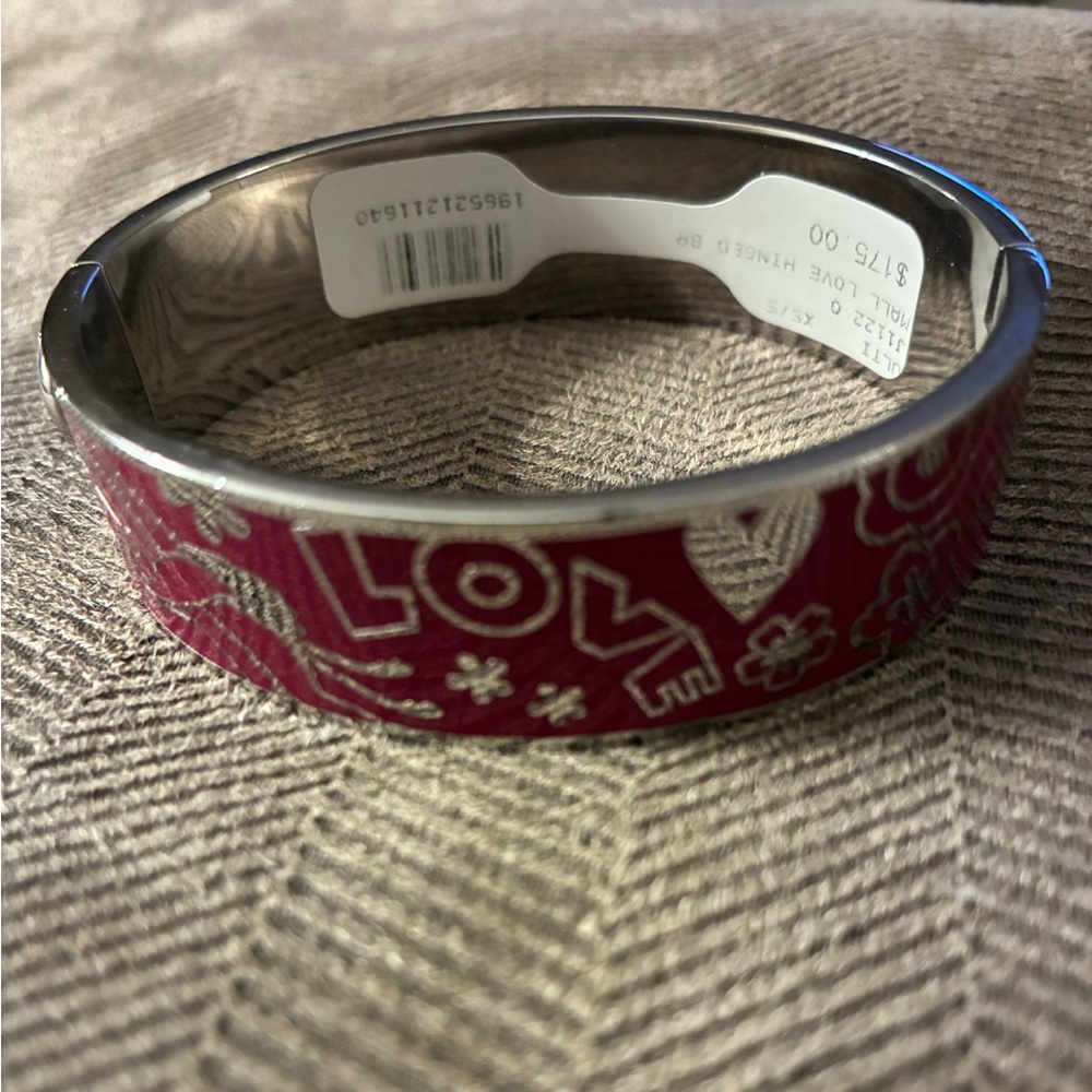 Johnny Was Fuchsia Love Hinged Bracelet New w Tags Silver Tone - Picture 2 of 6